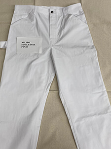 Painters Pants White 100% Cotton Single Knee
