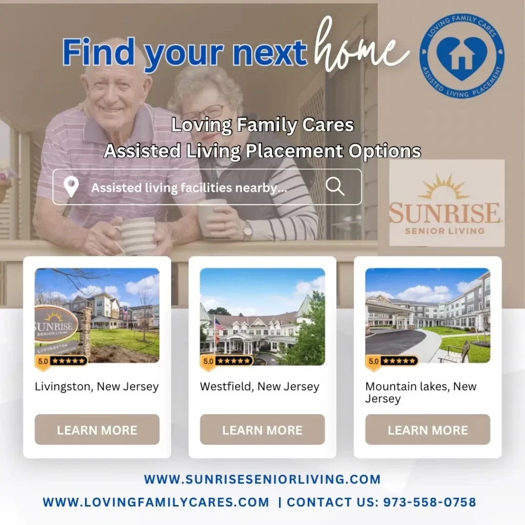 Sunrise senior living Livingston Westfield Mountain Lakes NJ